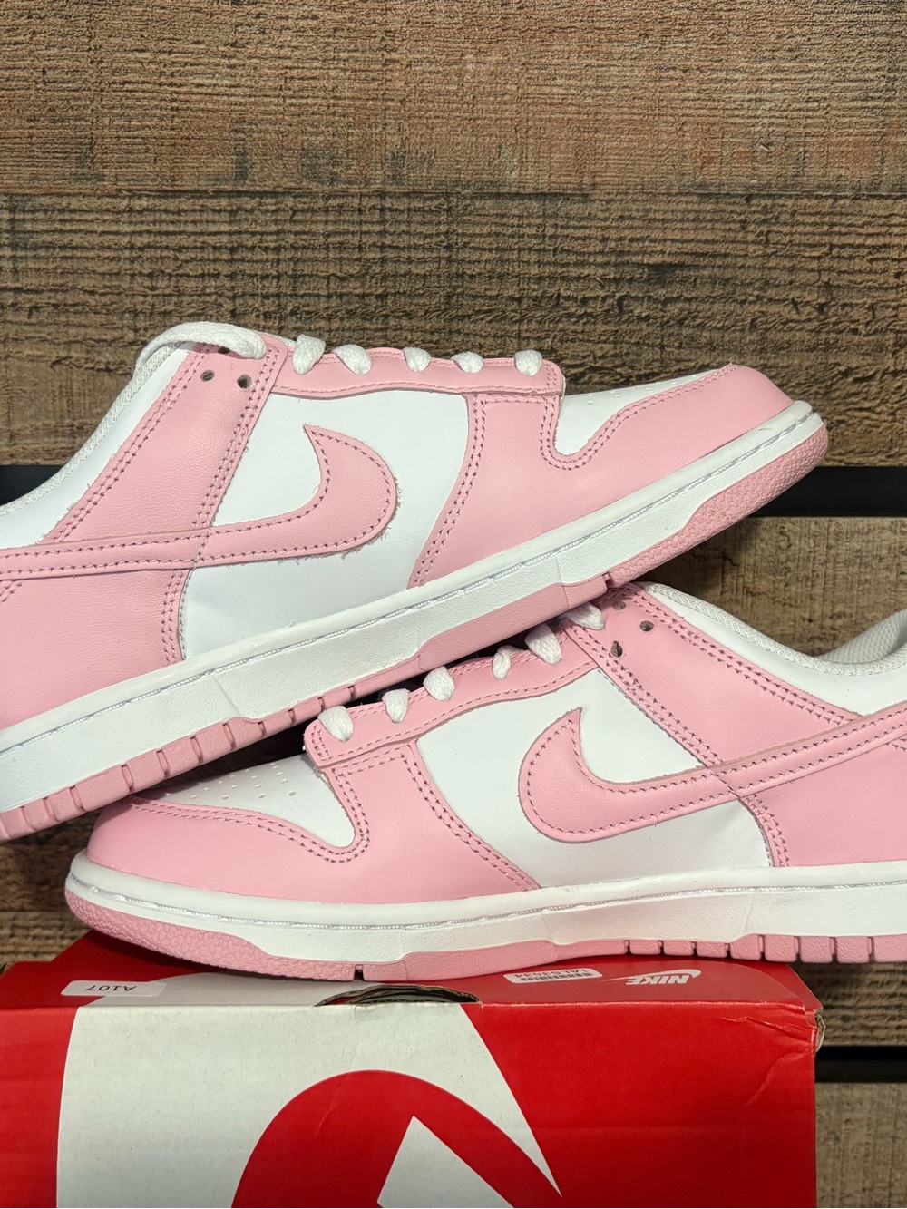 Nike Dunks Low-Top Sneakers in Pink and White